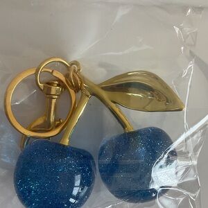 Blue Glitter Cherry Keychain